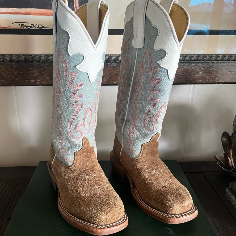 ANDERSON BEAN KIDS COYOTE SAND VAMP SKY BLUE SENSATION COWBOY BOOT